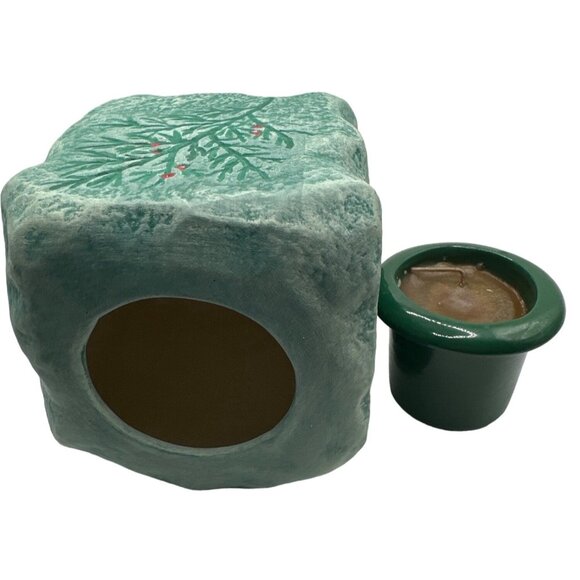 Vintage Ceramic Holly Berry Pine Votive Candle Holder Signed - Picture 6 of 10